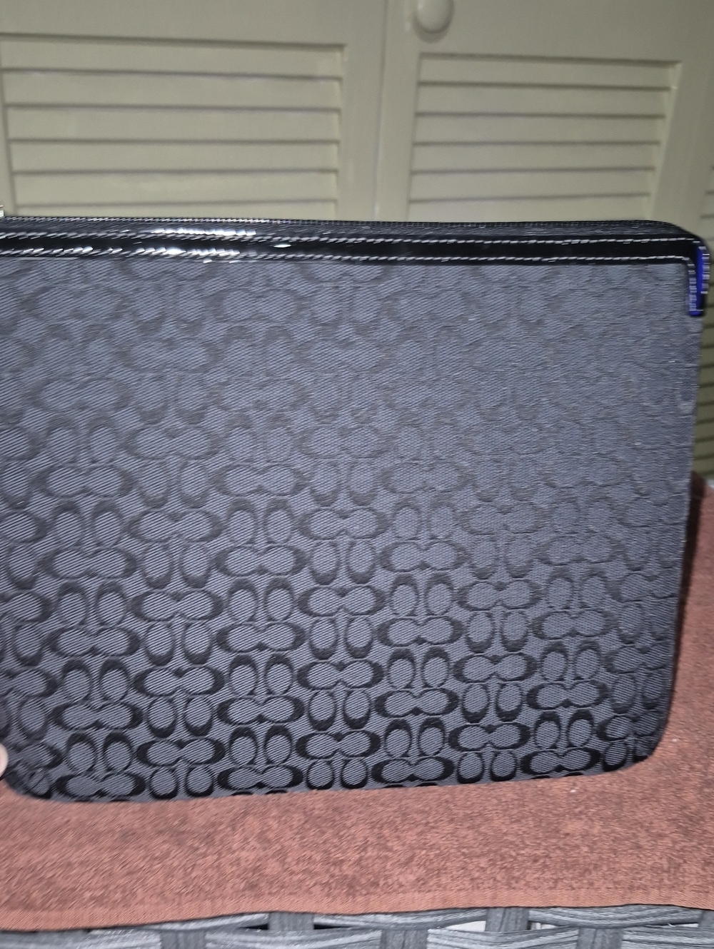 Coach  Black Signature Pattern Zip Pouch